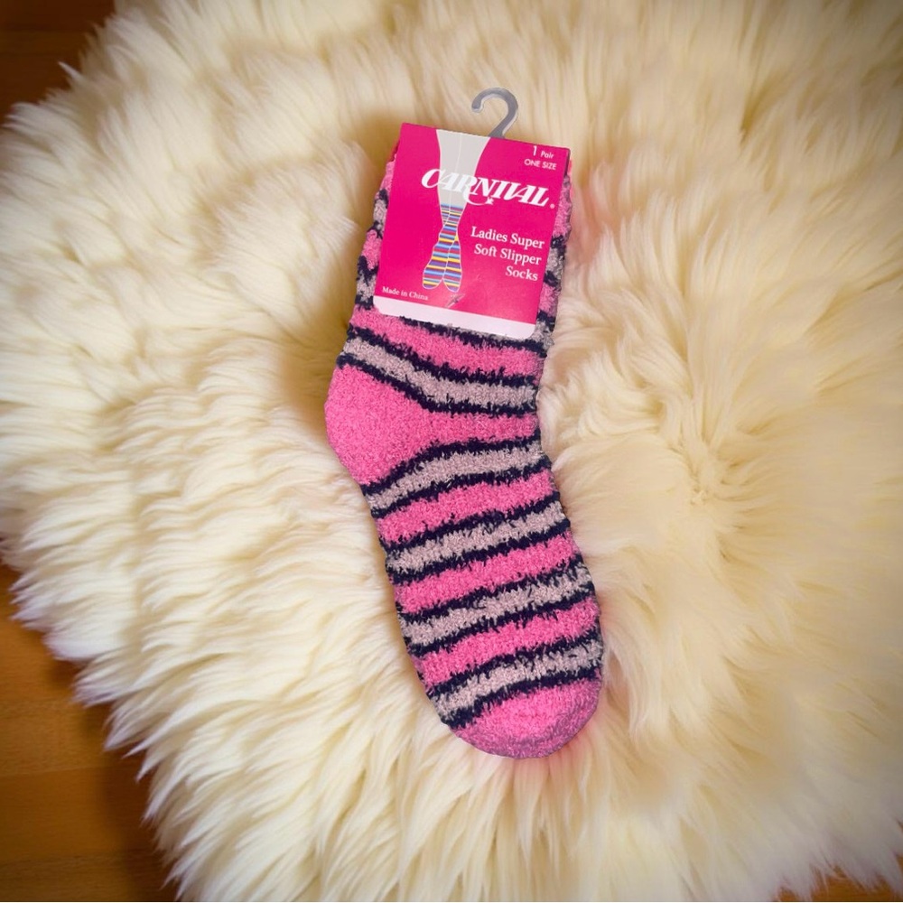 Fuzzy Pink and Black Socks 💖